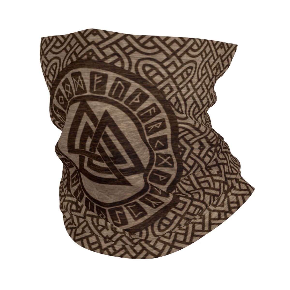 Neck Gaiter Fleece - Valknut-Symbol und Runen auf Holz, Bandana,
