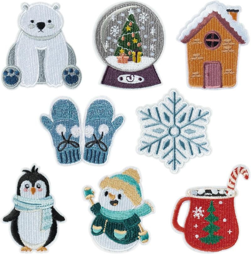 Winter Clothing Pictures - 8 Stück Aufnäher zum Aufbügeln im