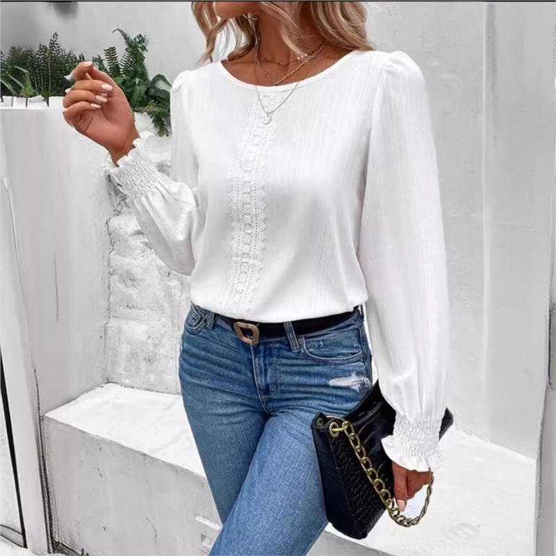 Winter Clothing Colors - Elegantes Damen-Langarmshirt, Frühling/Sommer 2024, Rundhalsausschnitt, lässig,