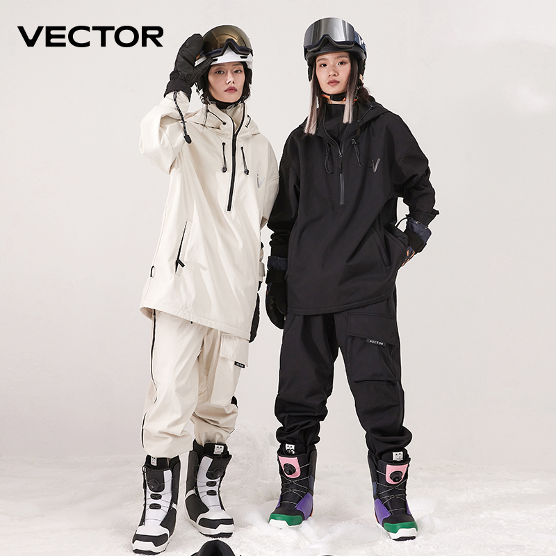 Winter Clothing Vector - Männer Frauen Einfarbig Ski Jacke Ski