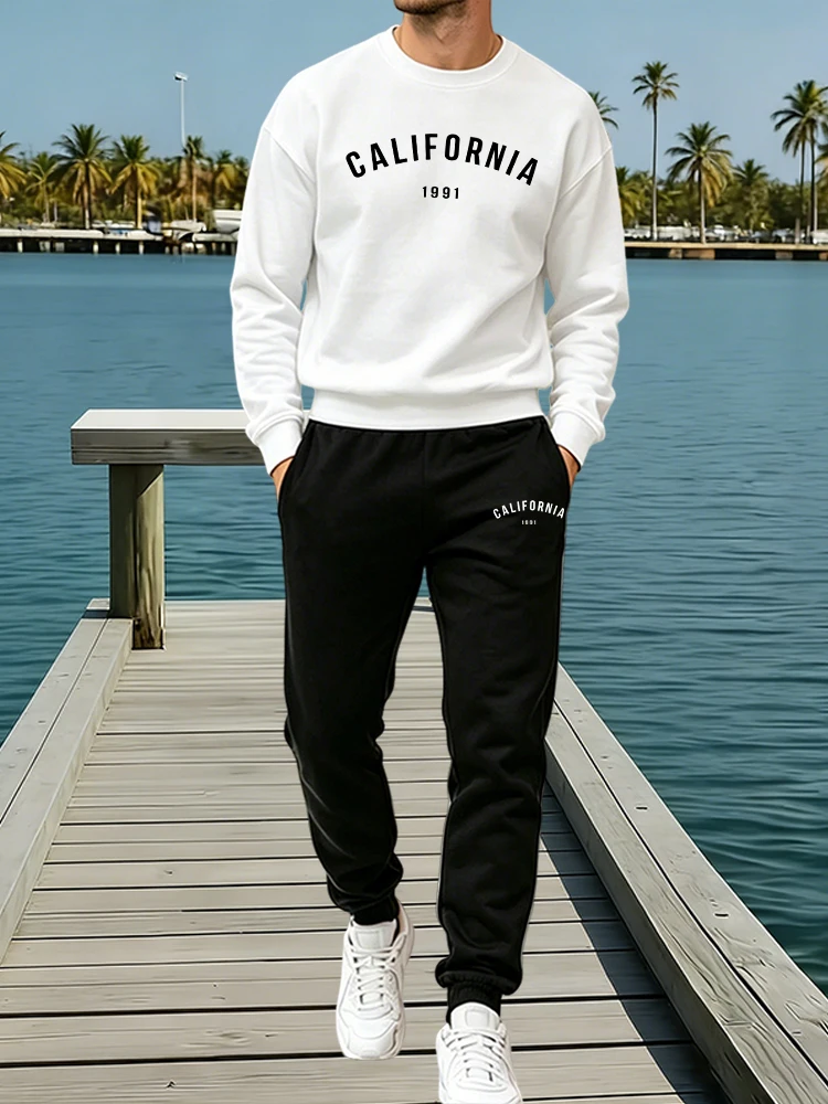 Winter Clothing Usa - Herren-Trainingsanzug: Lässiger O-Neck-Pullover, Sweatshirt für Outdoor-Jogging