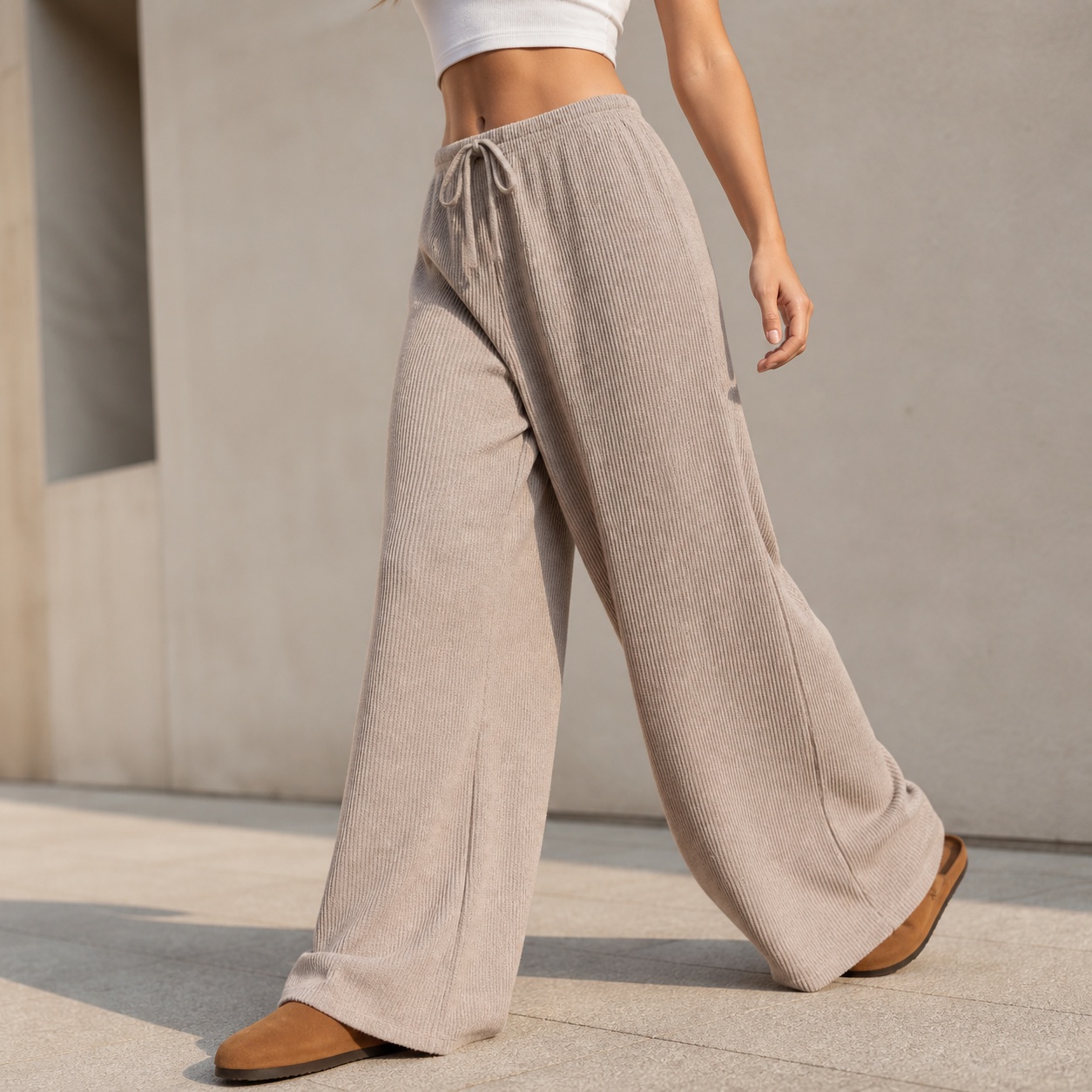 Winter Clothing For Woman - Damenhose mit mittlerer Taille, langem, weitem