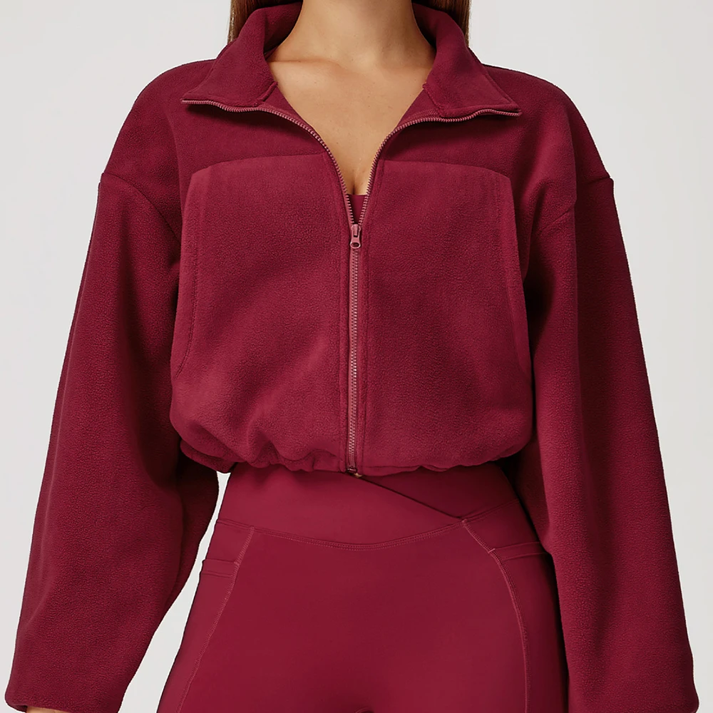 Winter Yoga Clothing - Winter-Yoga-Jacke für Damen, langärmelig, Stehkragen, winddicht,