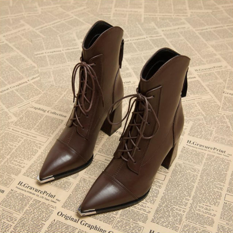 Winter Clothing For Woman - Frauen Stiefeletten Mode Spitz High Heels
