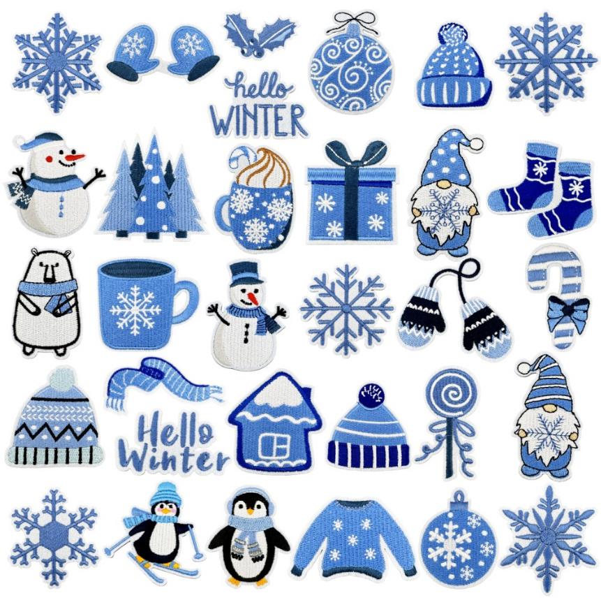 Winter Clothing Pictures - 10 Stück Hello Winter Series bestickte
